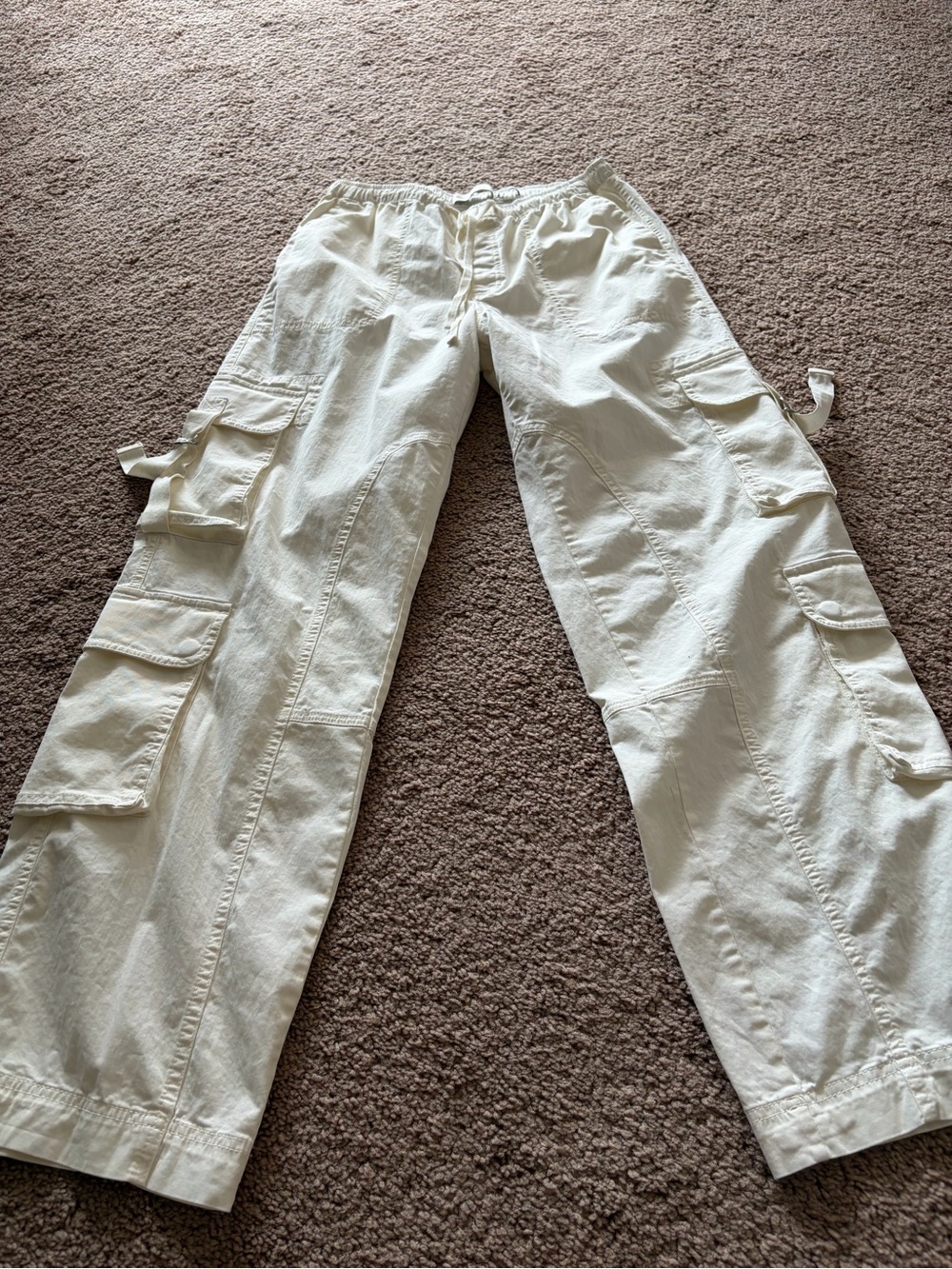 Abercrombie Cream/white Cargo Pants